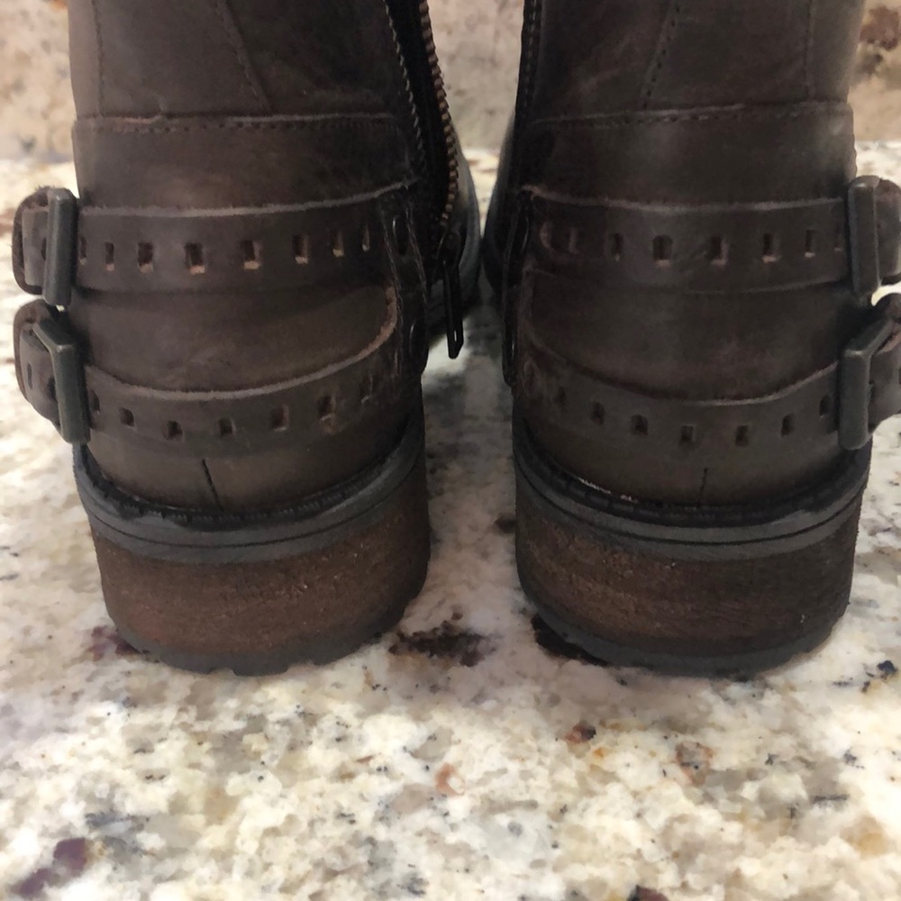 UGG Orion Women’s Leather Biker Ankle boots Brown - Picture 4 of 7